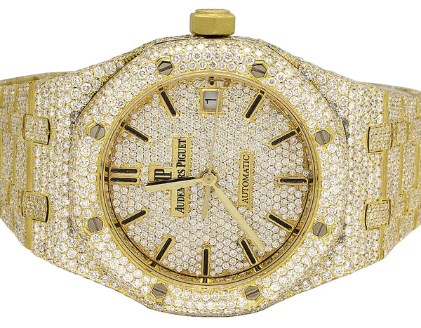 Audemars Piguet Full Iced Out VVS Diamond Men Watch, Stainless Steel Yellow Gold Plated 42mm Men Watch