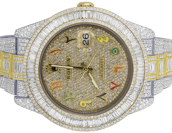 3_c67f1f1b-ee39-423a-9c36-0b06eeef9b2a_600x600 Rolex Datejust Baguette & Round VVS Diamond Men Watch, 40mm Dial Yellow & White Gold 2 Tone Plated Stainless Steel Men Watch For Gift, Fully Iced Out Arabic Birthday Gift Watch For Him