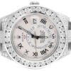 Rolex Sky Dweller Round VVS Diamond Men Watch, White 42mm Dial White Gold Plated Stainless Steel Men Watch For Gift, Fully Iced Out Birthday Gift Watch For Him