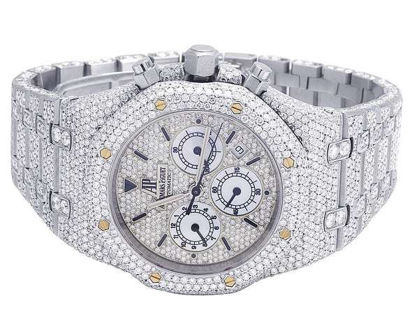 Audemars Piguet Full Iced Out VVS Diamond Men Watch, Stainless Steel White Gold Plated All Chronograph Working 42mm Men Watch