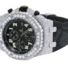 Audemars Piguet Full Iced Out VVS Diamond Men Watch, Silicon Army Band All Chronology Working 42mm Men Watch