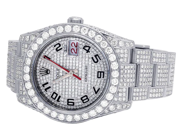 Rolex Datejust Jubilee VVS Diamond Men Watch, White 36mm Dial White Gold Plated Stainless Steel Men Watch For Gift, Fully Iced Out Birthday Gift Watch For Him