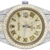 Rolex Datejust Round VVS Diamond Men Watch, 40mm Dial Yellow & White Gold 2 Tone Plated Stainless Steel Men Watch For Gift, Fully Iced Out Roman Birthday Gift Watch For Him