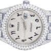 Rolex Datejust VVS Diamond Men Watch, White 40mm Dial White Gold Plated Stainless Steel Men Watch For Gift, Fully Iced Out Arabic Birthday Gift Watch For Him