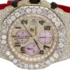 Audemars Piguet Full Iced Out VVS Diamond Men Watch, Red Army Silicon Band All Chronology Working 42mm Men Watch