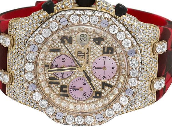 Audemars Piguet Full Iced Out VVS Diamond Men Watch, Red Army Silicon Band All Chronology Working 42mm Men Watch