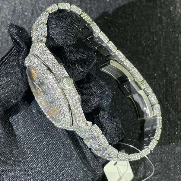 Audemars Piguet Full Iced Out VVS Diamond Men Watch, Stainless Steel White Gold 42mm Men Watch