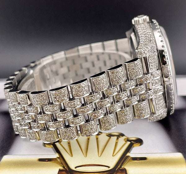 Rolex Datejust Jubilee VVS Diamond Men Watch, 41mm Dial White Gold Plated Stainless Steel Men Watch For Gift, Fully Iced Out Birthday Gift Watch For Him