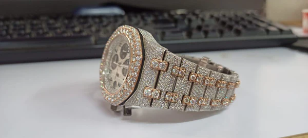 Audemars Piguet Full Iced Out VVS Diamond Men Watch, Stainless Steel All Chronograph Working 2 Tone Gold Plated 42mm Men Watch