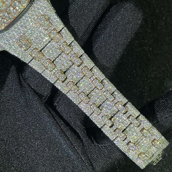 Audemars Piguet Full Iced Out VVS Diamond Men Watch, Stainless Steel All Chronograph Working 42mm Men Watch, White & Rose Gold Plated Birthday Gift Watch