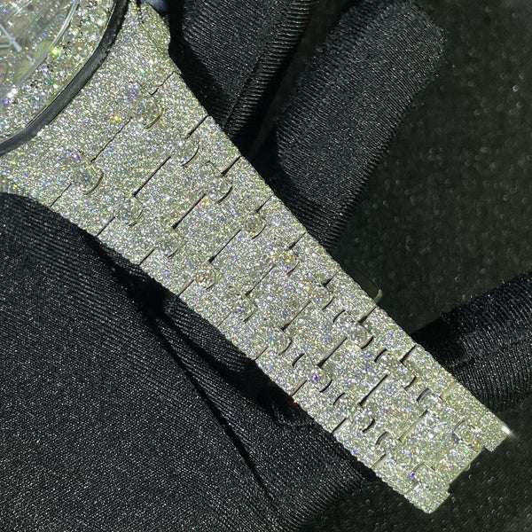 Audemars Piguet Full Iced Out VVS Diamond Men Watch, Stainless Steel All Chronograph Working 42mm Men Watch, White & Rose Gold Plated Birthday Gift Watch