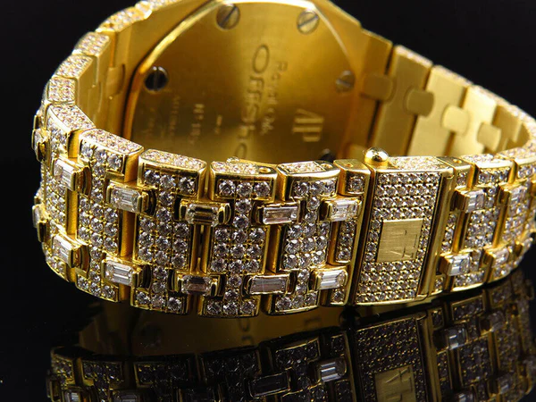 Audemars Piguet Full Iced Out VVS Diamond Men Watch, Stainless Steel All Chronograph Working 42mm Men Watch, Yellow Gold Plated Birthday Gift Watch