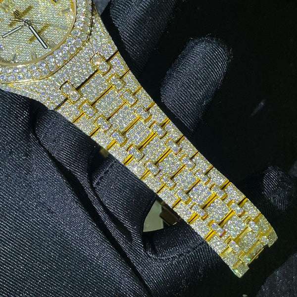 Audemars Piguet Full Iced Out VVS Diamond Men Watch, Stainless Steel Yellow Gold 42mm Men Watch