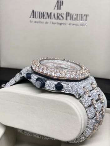 Audemars Piguet Full Iced Out VVS Diamond Men Watch, Stainless Steel All Chronograph Working 2 Tone Gold Plated 42mm Men Watch