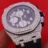 Audemars Piguet Full Iced Out VVS Diamond Men Watch, Silicon Black Band All Chronology Working 42mm Men Watch