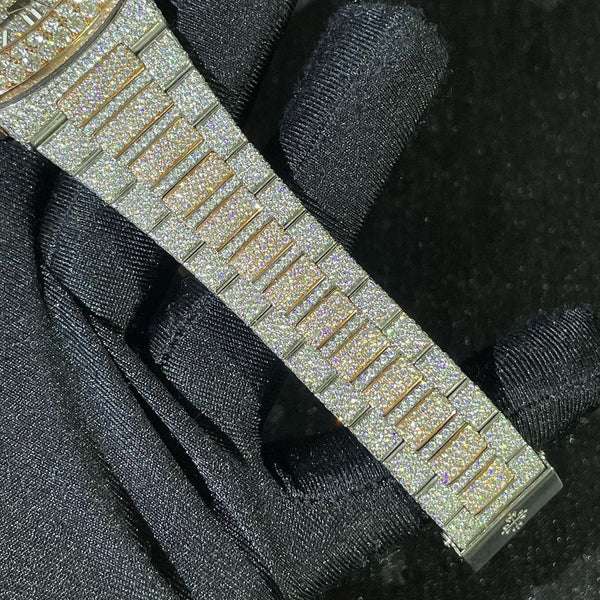 Patek Philippe Geneve Round VVS Diamond Men Automatic Watch, White & Rose Gold Plated Men Watch For Birthday Gift