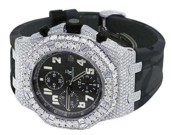 Audemars Piguet Full Iced Out VVS Diamond Men Watch, Silicon Army Band All Chronology Working 42mm Men Watch