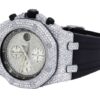Audemars Piguet Full Iced Out VVS Diamond Men Watch, Black Silicon Band All Chronology Working 42mm Men Watch