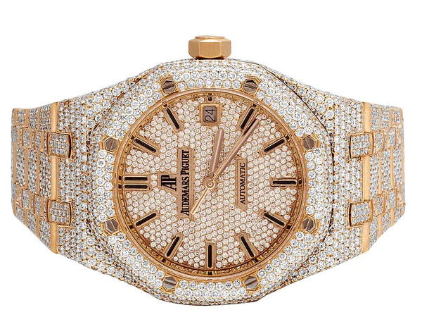 Audemars Piguet Full Iced Out VVS Diamond Men Watch, Stainless Steel Rose Gold 42mm Men Watch
