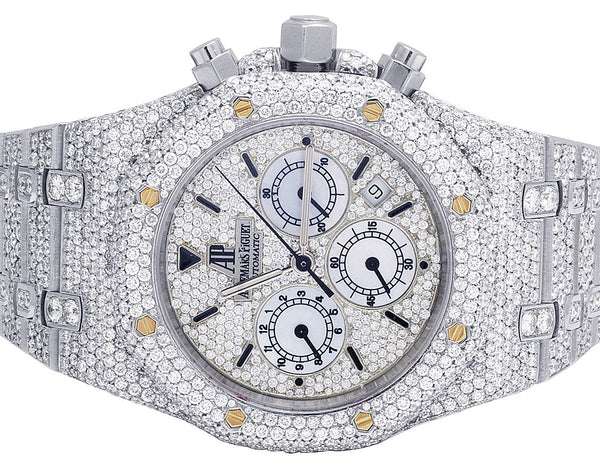Audemars Piguet Full Iced Out VVS Diamond Men Watch, Stainless Steel White Gold Plated All Chronograph Working 42mm Men Watch