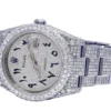 Rolex Datejust Jubilee VVS Diamond Men Watch, White 36mm Dial White Gold Plated Stainless Steel Men Watch For Gift, Fully Iced Out Arabic Birthday Gift Watch For Him