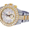 Rolex Yatch Master Round VVS Diamond Iced Out Men Watch, White 42mm Dial Yellow & White Gold 2 Tone Plated Stainless Steel Men Watch For Gift, Fully Iced Out Birthday Gift Watch For Him
