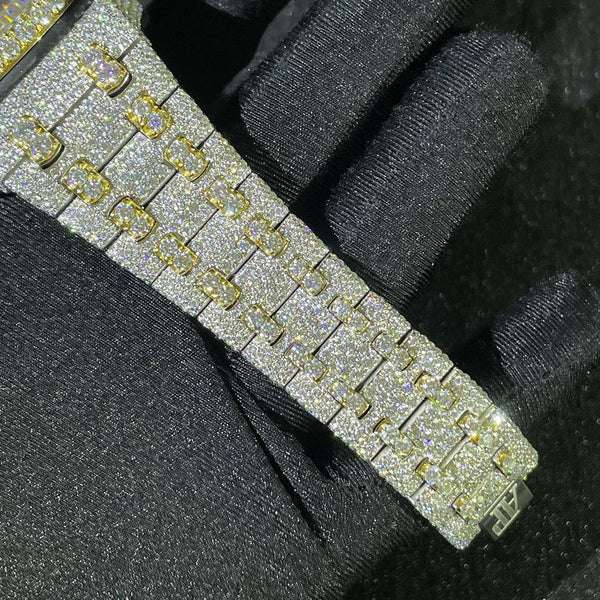 Audemars Piguet Full Iced Out VVS Diamond Men Watch, Stainless Steel All Chronograph Working 42mm Men Watch, White & Yellow Gold Plated Birthday Gift Watch