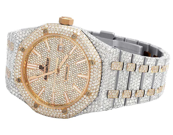 Audemars Piguet Full Iced Out VVS Diamond Men Watch, Stainless Steel 2 Tone Gold Plated 42mm Men Watch
