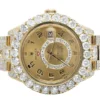 Rolex Sky Dweller Round VVS Diamond Men Watch, Gold 42mm Dial Yellow Gold Plated Stainless Steel Men Watch For Gift, Fully Iced Out Birthday Gift Watch For Him
