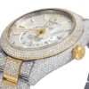 Rolex Sky Dweller Round VVS Diamond Men Watch, 42mm Dial Yellow & White Gold 2 Tone Plated Stainless Steel Men Watch For Gift, Fully Iced Out Birthday Gift Watch For Him