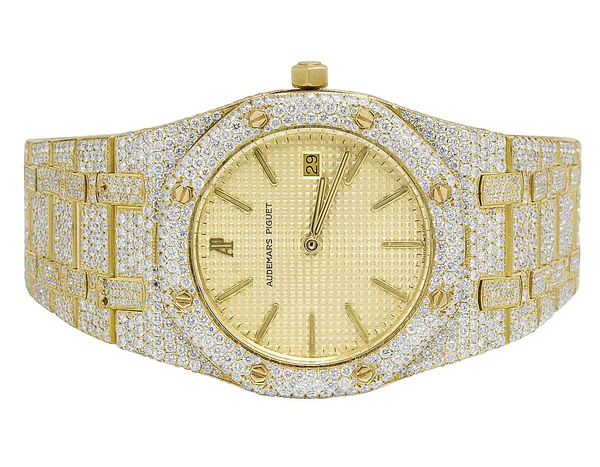 Audemars Piguet Full Iced Out VVS Diamond Men Watch, Stainless Steel Yellow Gold Plated 42mm Men Watch