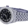 Rolex Datejust Jubilee VVS Diamond Men Watch, Black 36mm Dial White Gold Plated Stainless Steel Men Watch For Gift, Fully Iced Out Birthday Gift Watch For Him