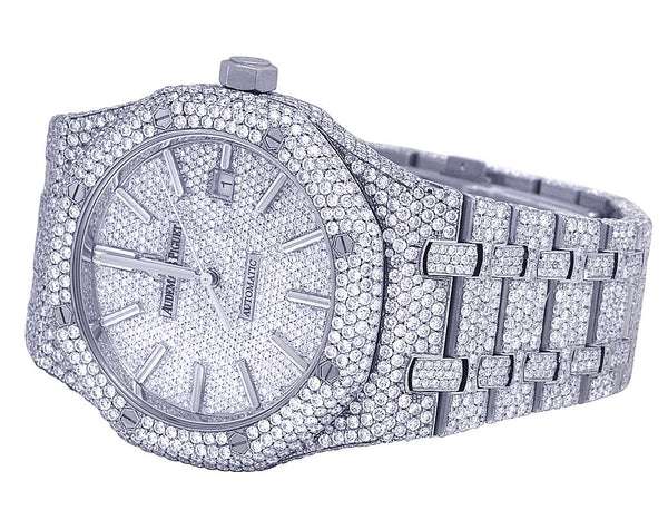 Audemars Piguet Full Iced Out VVS Diamond Men Watch, Stainless Steel White Gold 42mm Men Watch