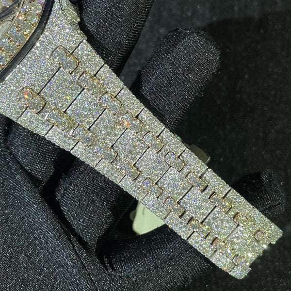 Audemars Piguet Full Iced Out VVS Diamond Men Watch, Stainless Steel All Chronograph Working 42mm Men Watch, White & Rose Gold Plated Birthday Gift Watch