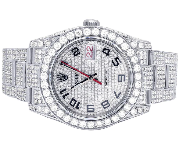 Rolex Datejust Jubilee VVS Diamond Men Watch, White 36mm Dial White Gold Plated Stainless Steel Men Watch For Gift, Fully Iced Out Birthday Gift Watch For Him