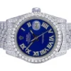 Rolex Datejust Jubilee VVS Diamond Men Watch, Blue 40mm Dial White Gold Plated Stainless Steel Men Watch For Gift, Fully Iced Out Birthday Gift Watch For Him