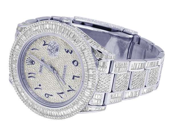 4_e96599c5-6314-490d-9958-03db94825333_600x600 Rolex Datejust Baguette & Round VVS Diamond Men Watch, White 40mm Dial White Gold Plated Stainless Steel Men Watch For Gift, Fully Iced Out Arabic Birthday Gift Watch For Him