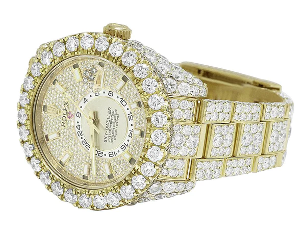 4_f8c0beca-4ab9-4408-a2f4-ee4f7118f49f_600x600 Rolex Sky Dweller Round Moissanite Diamond Men Watch, Yellow 42mm Dial Yellow Gold Plated Stainless Steel Men Watch For Gift, Fully Iced Out Birthday Gift Watch For Him