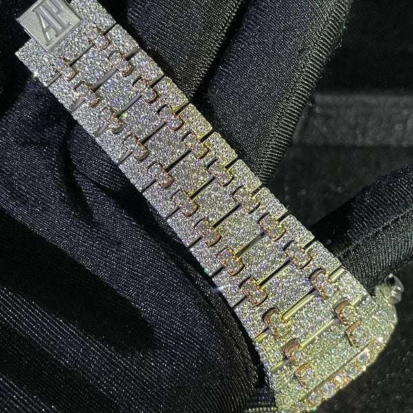 Audemars Piguet Full Iced Out VVS Diamond Men Watch, Stainless Steel All Chronograph Working 42mm Men Watch, White & Rose Gold Plated Birthday Gift Watch