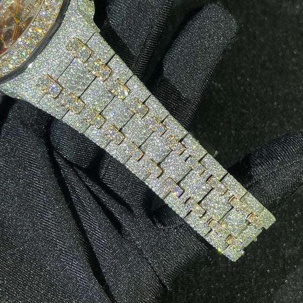 Audemars Piguet Full Iced Out VVS Diamond Men Watch, Stainless Steel All Chronograph Working 42mm Men Watch, White & Rose Gold Plated Birthday Gift Watch