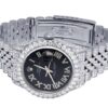 Rolex Datejust Jubilee VVS Diamond Men Watch, Black 36mm Dial White Gold Plated Stainless Steel Men Watch For Gift, Fully Iced Out Birthday Gift Watch For Him