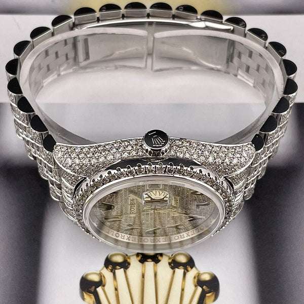 Rolex Datejust Jubilee VVS Diamond Men Watch, 41mm Dial White Gold Plated Stainless Steel Men Watch For Gift, Fully Iced Out Birthday Gift Watch For Him