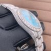 Rolex Datejust Turquoise VVS Diamond Iced Out Men Watch, 41mm Dial White Gold Plated Stainless Steel Men Watch For Gift, Fully Iced Out Birthday Gift Watch For Him