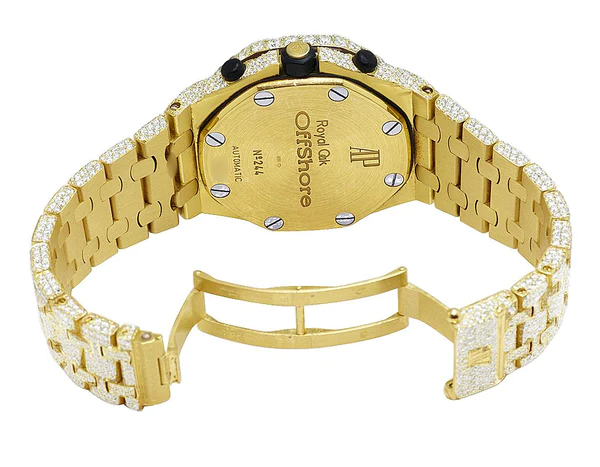 Audemars Piguet Full Iced Out VVS Diamond Men Watch, Stainless Steel Yellow Gold Plated All Chronograph Working 42mm Men Watch