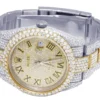 Rolex Datejust Round VVS Diamond Men Watch, 40mm Dial Yellow & White Gold 2 Tone Plated Stainless Steel Men Watch For Gift, Fully Iced Out Roman Birthday Gift Watch For Him