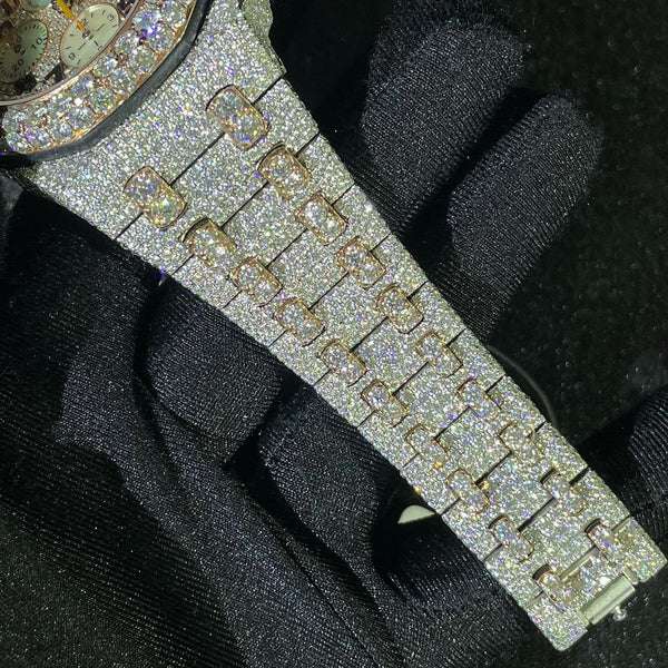 Audemars Piguet Full Iced Out VVS Diamond Men Watch, Stainless Steel All Chronograph Working 42mm Men Watch, White & Rose Gold Plated Birthday Gift Watch