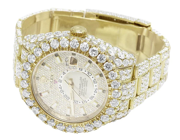 5_70091dbd-f9ca-45fe-a4b0-86d922fc1b99_600x600 Rolex Sky Dweller Round Moissanite Diamond Men Watch, Yellow 42mm Dial Yellow Gold Plated Stainless Steel Men Watch For Gift, Fully Iced Out Birthday Gift Watch For Him