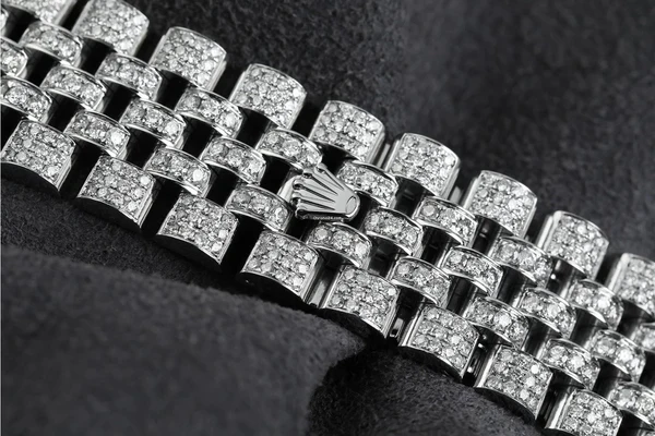 Rolex Datejust Jubilee VVS Diamond Men Watch, 41mm Dial White Gold Plated Stainless Steel Men Watch For Gift, Fully Iced Out Birthday Gift Watch For Him