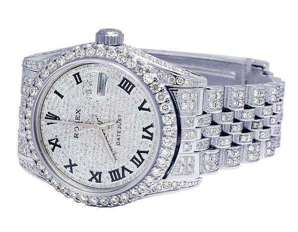 Rolex Datejust Jubilee VVS Diamond Men Watch, White 40mm Dial White Gold Plated Stainless Steel Men Watch For Gift, Fully Iced Out Birthday Gift Watch For Him