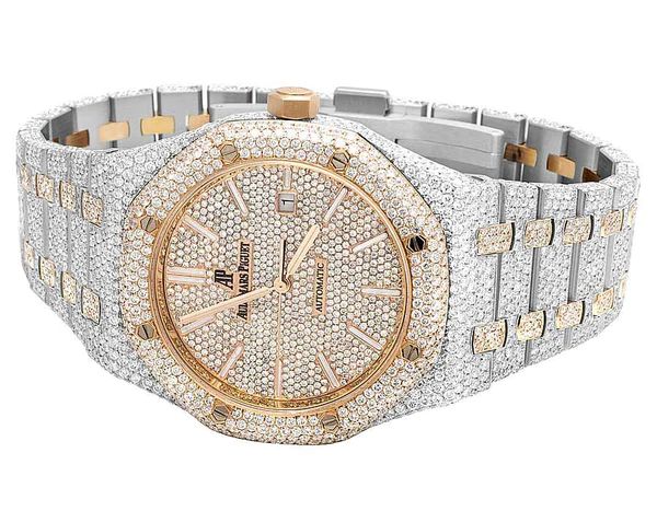 Audemars Piguet Full Iced Out VVS Diamond Men Watch, Stainless Steel 2 Tone Gold Plated 42mm Men Watch